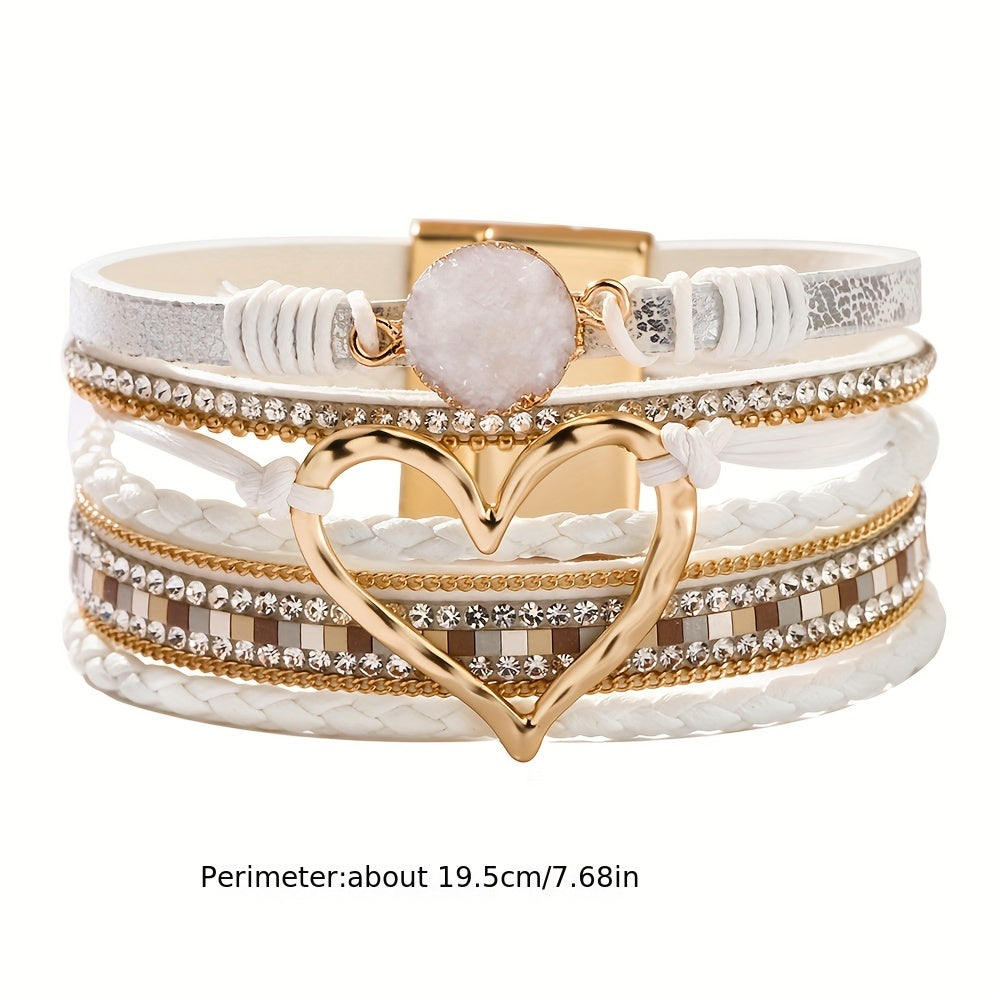 Bracelet en cuir multicouche bohème