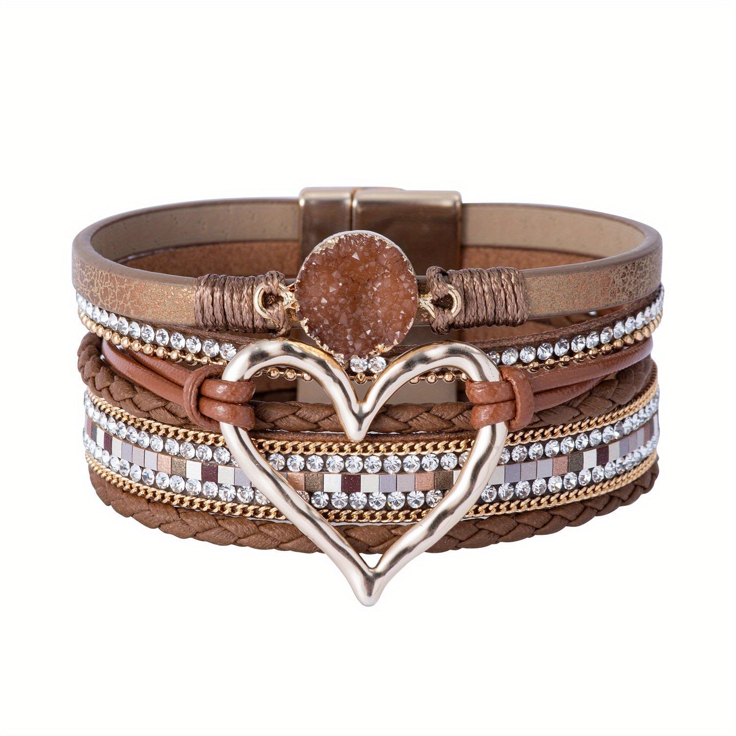 Bracelet en cuir multicouche bohème