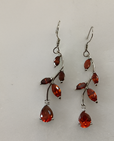 Boucles d'oreilles vintage feuille rouge