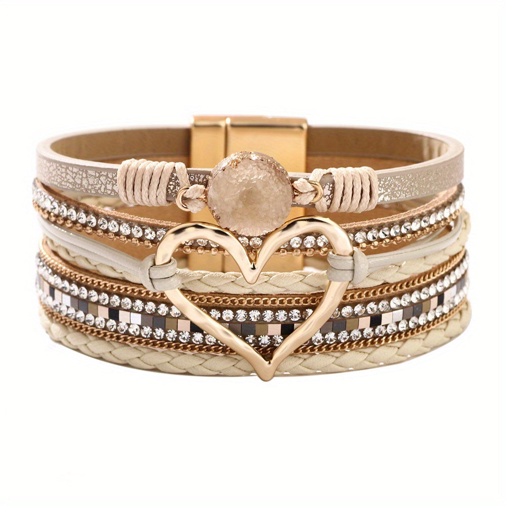 Bracelet en cuir multicouche bohème
