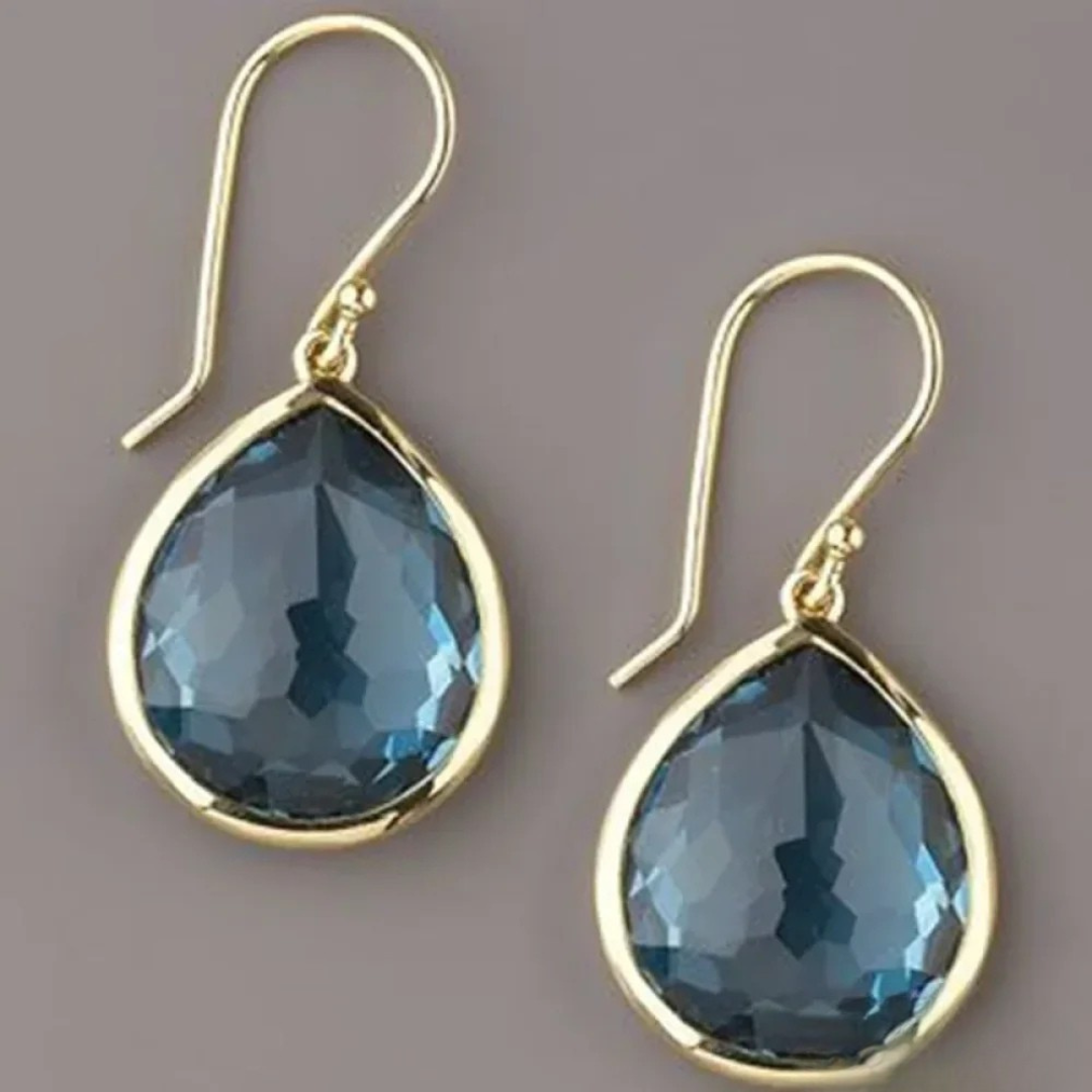Boucles d'oreilles pendantes rétro avec cristal bleu