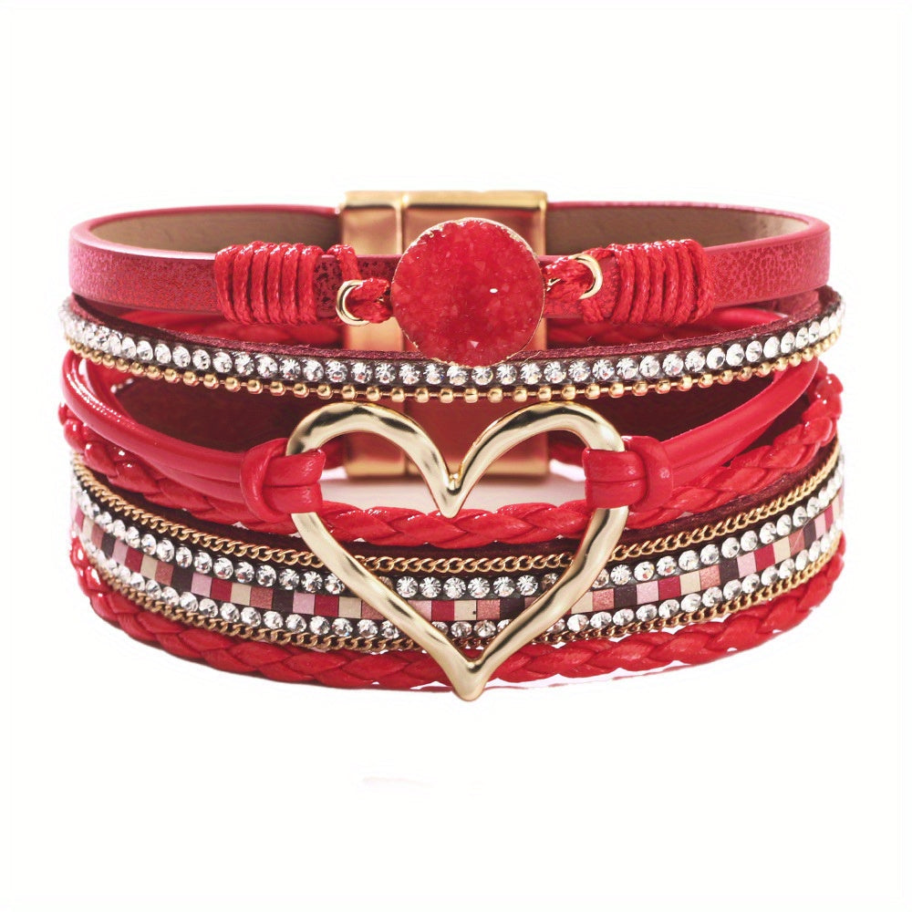 Bracelet en cuir multicouche bohème