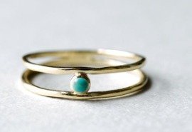 Bague Vintage Superposée en Argent avec Zircone Bleue