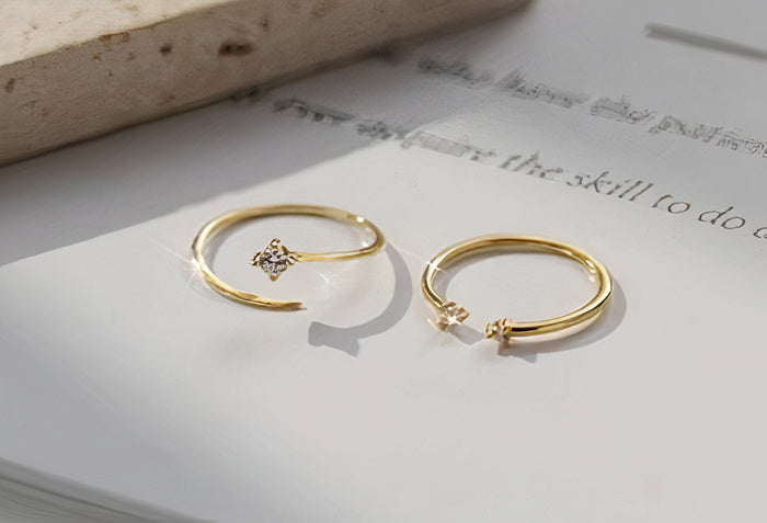 Parure de bagues vintage Lune et Zirconia