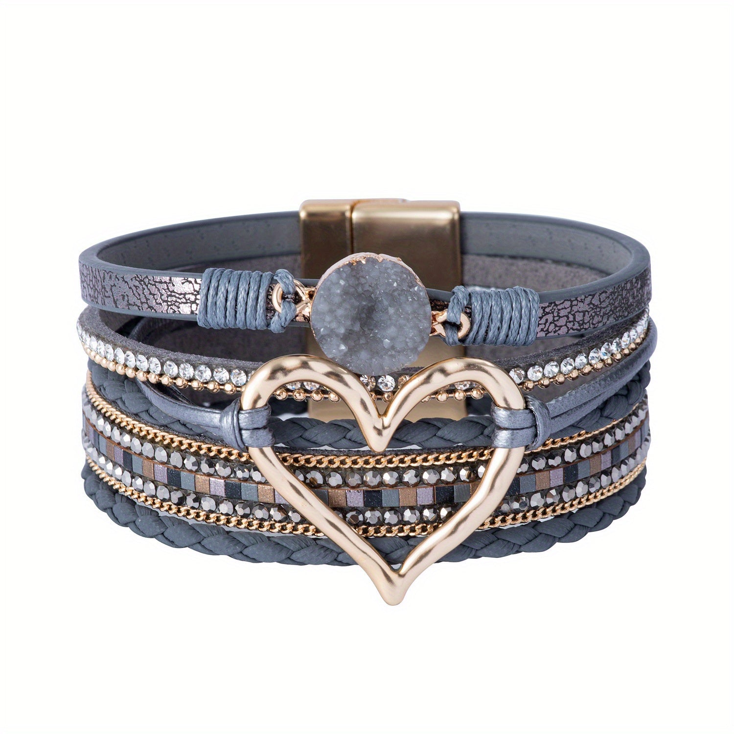 Bracelet en cuir multicouche bohème