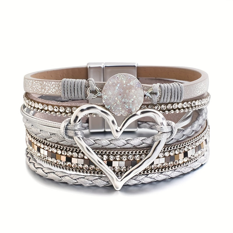 Bracelet en cuir multicouche bohème