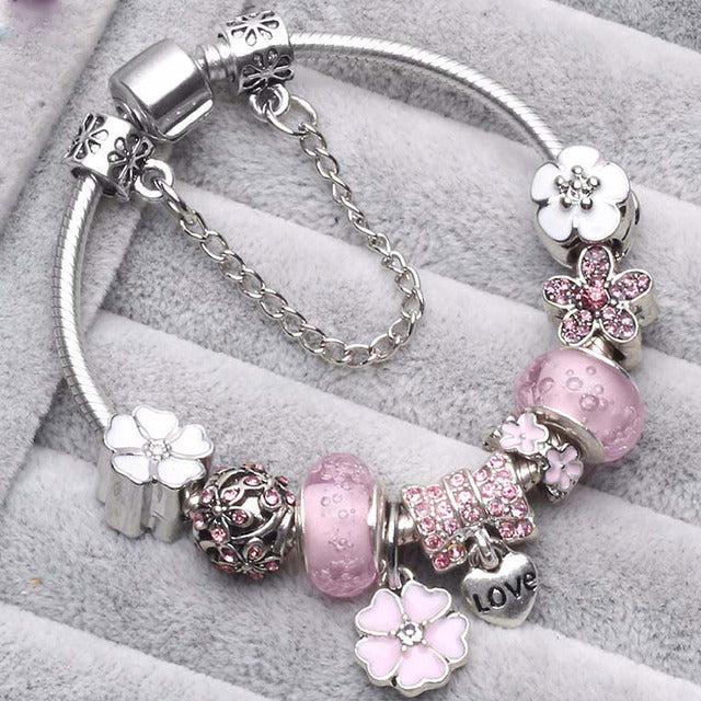 Bracelets vintage roses en argent