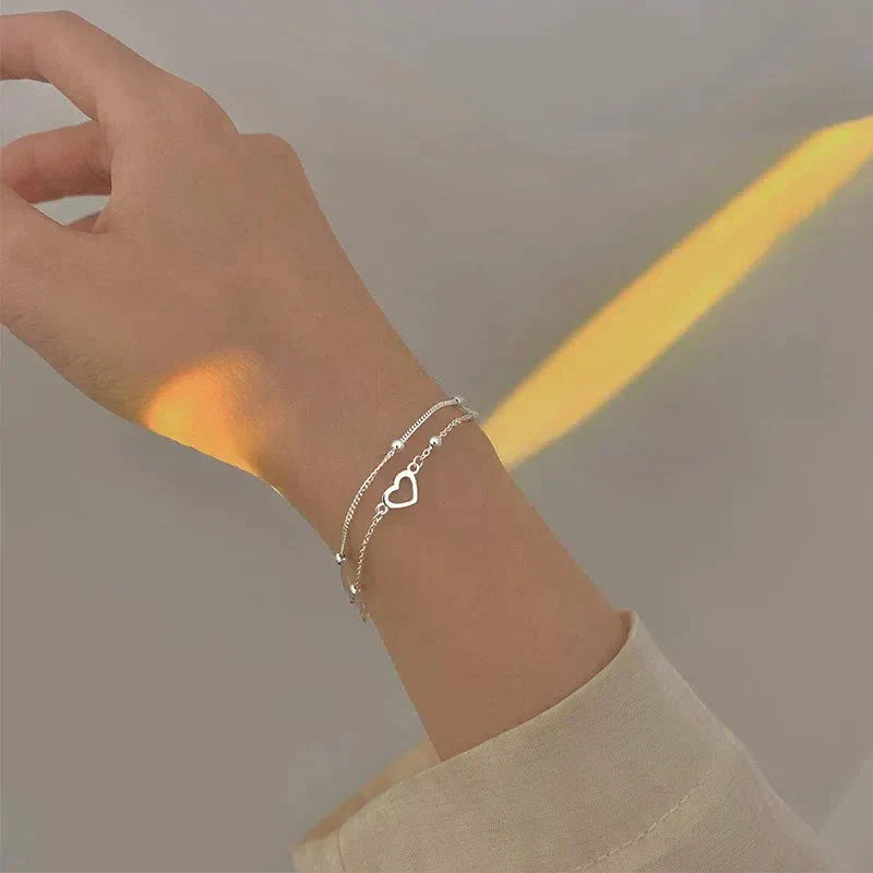 Bracelet réglable cœur argenté