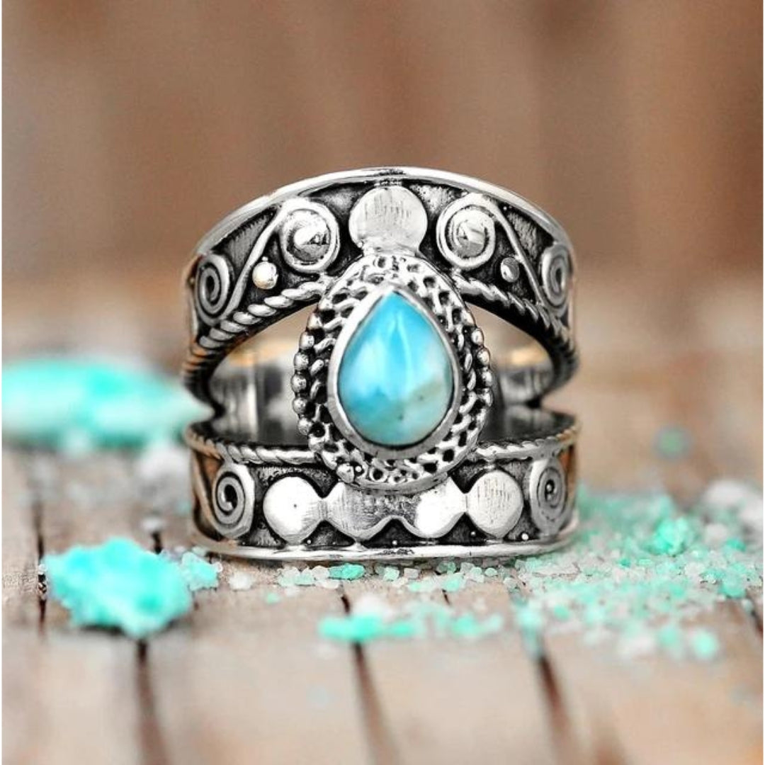 Bague Ajourée Goutte Turquoise