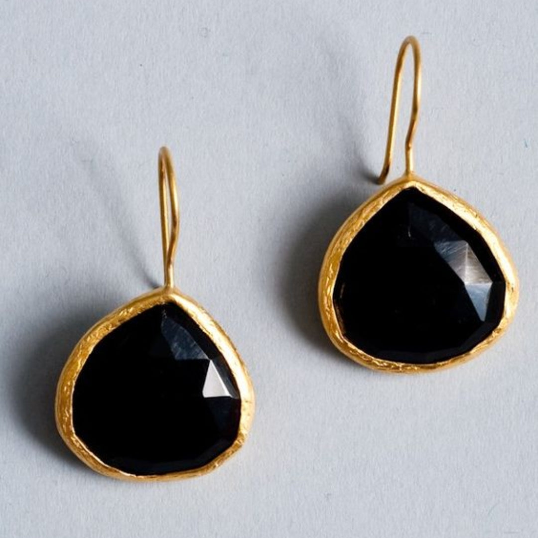 Boucles d'oreilles vintage or et onyx