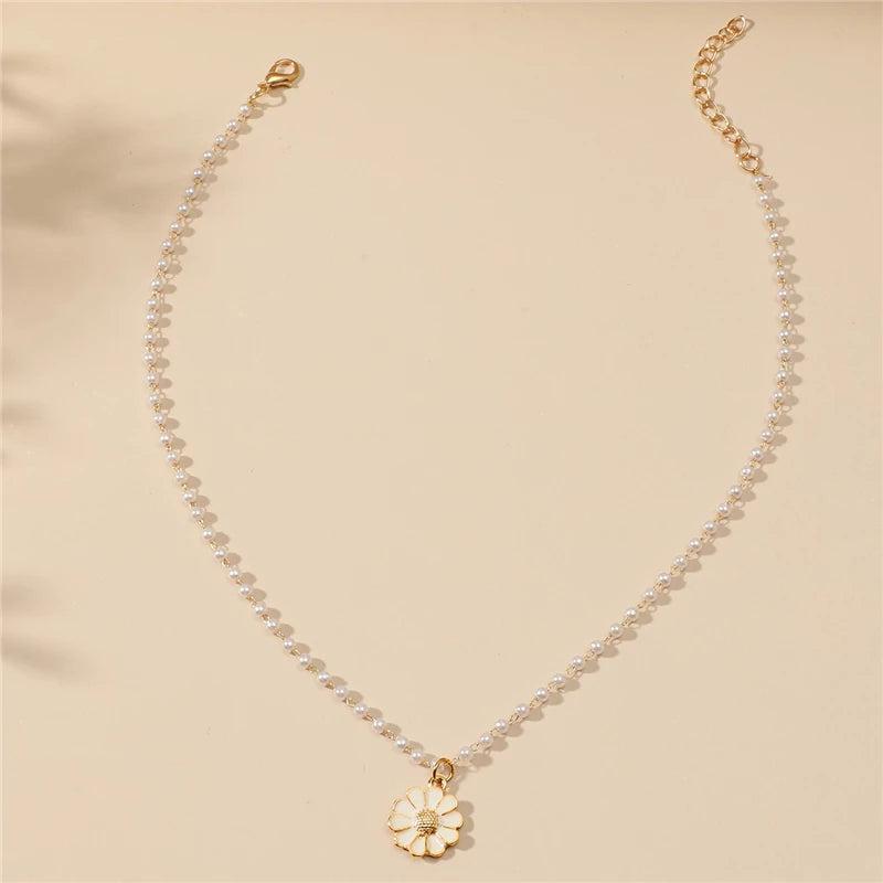 Marguerite avec Pendentif en Perle