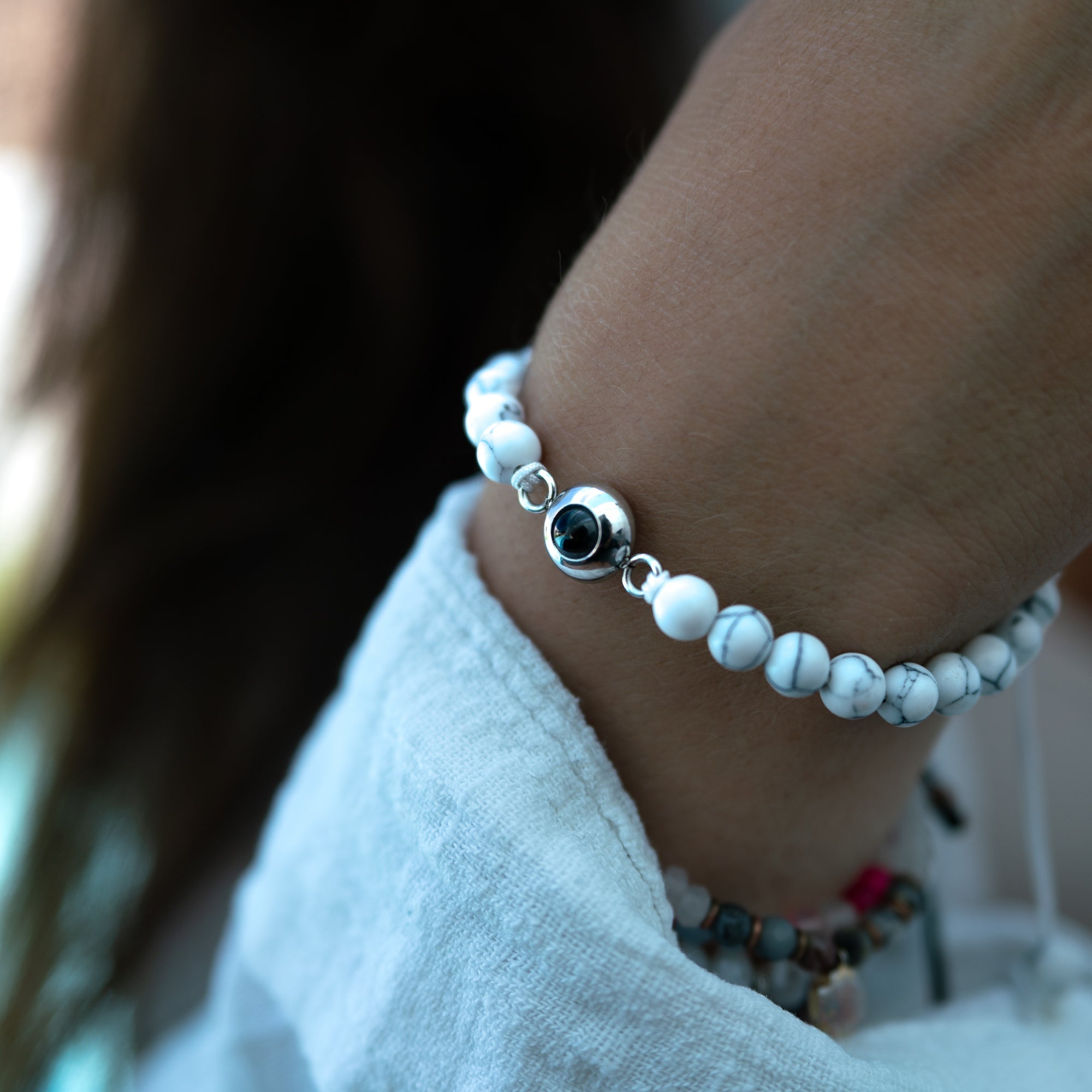 Gepersonaliseerde fotoarmband met jouw foto - Parelketting