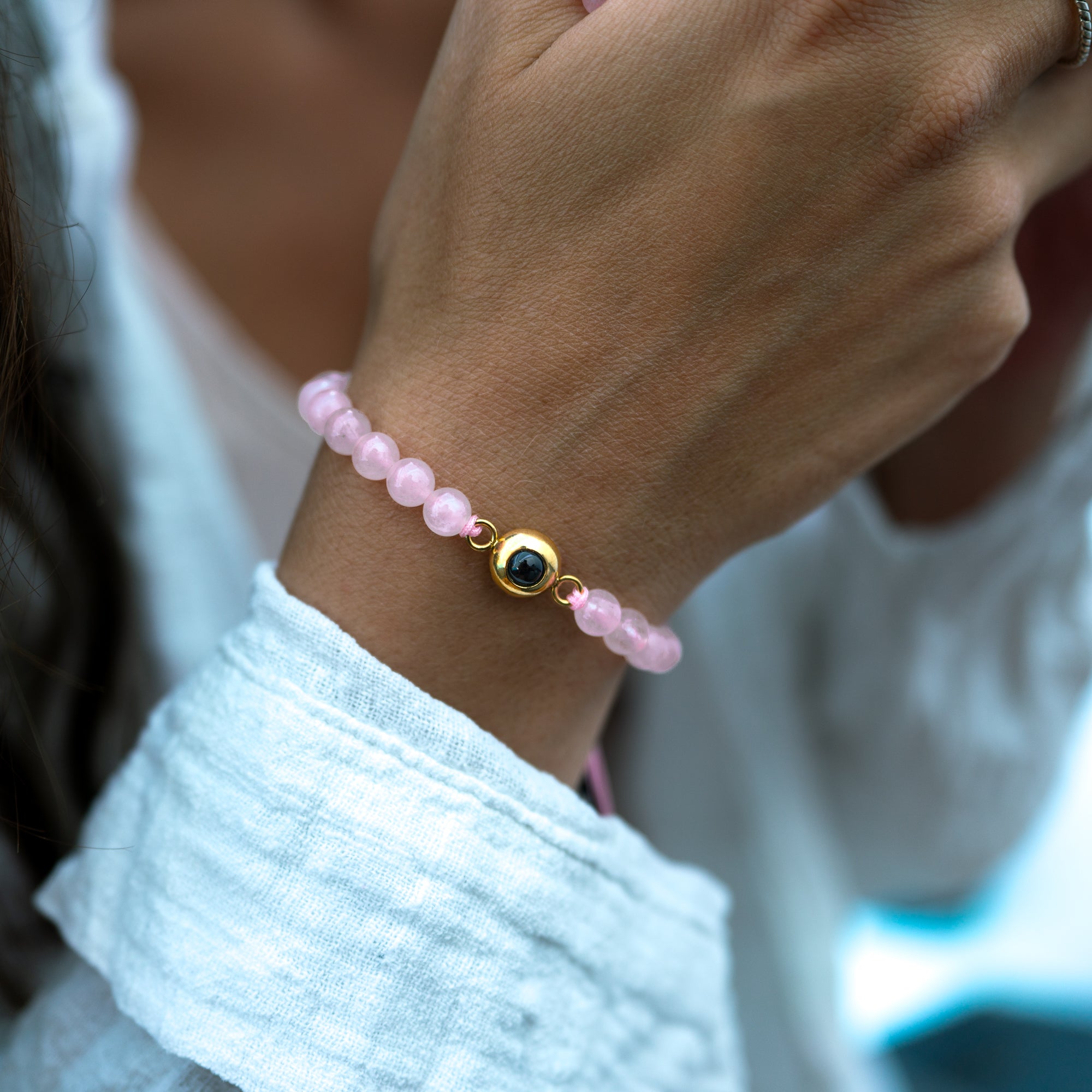 Gepersonaliseerde fotoarmband met jouw foto - Parelketting