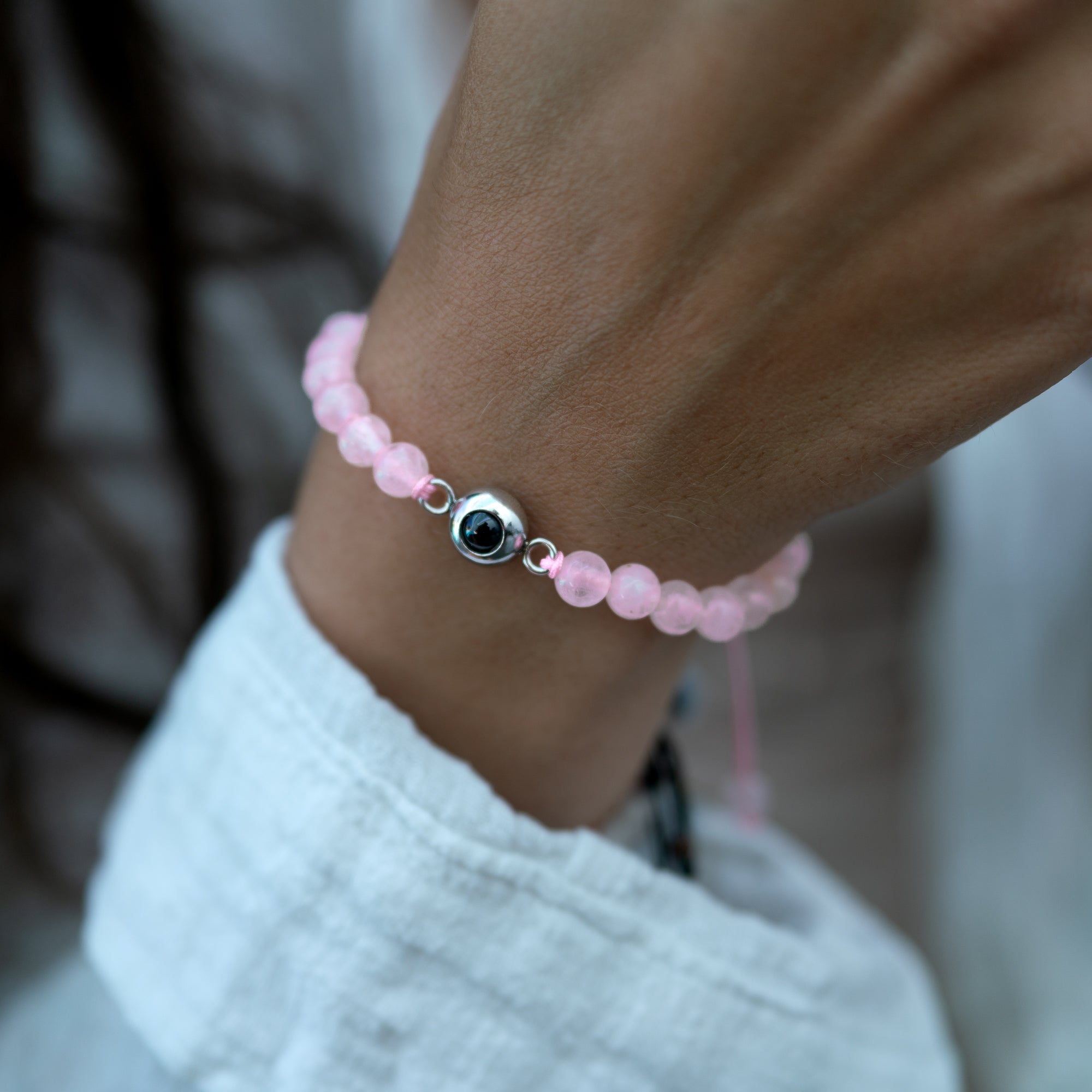 Gepersonaliseerde fotoarmband met jouw foto - Parelketting