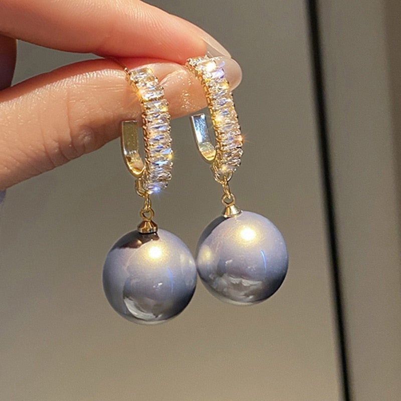 Boucles d'oreilles de luxe Perle et Zirconium
