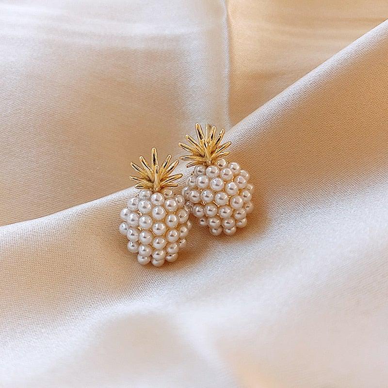 Boucles d'oreilles ananas tropical et perles