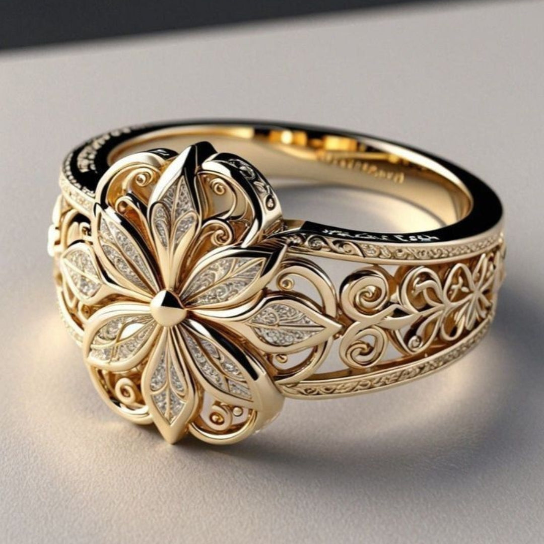 Bague Fleur Zirconium Or Exotique