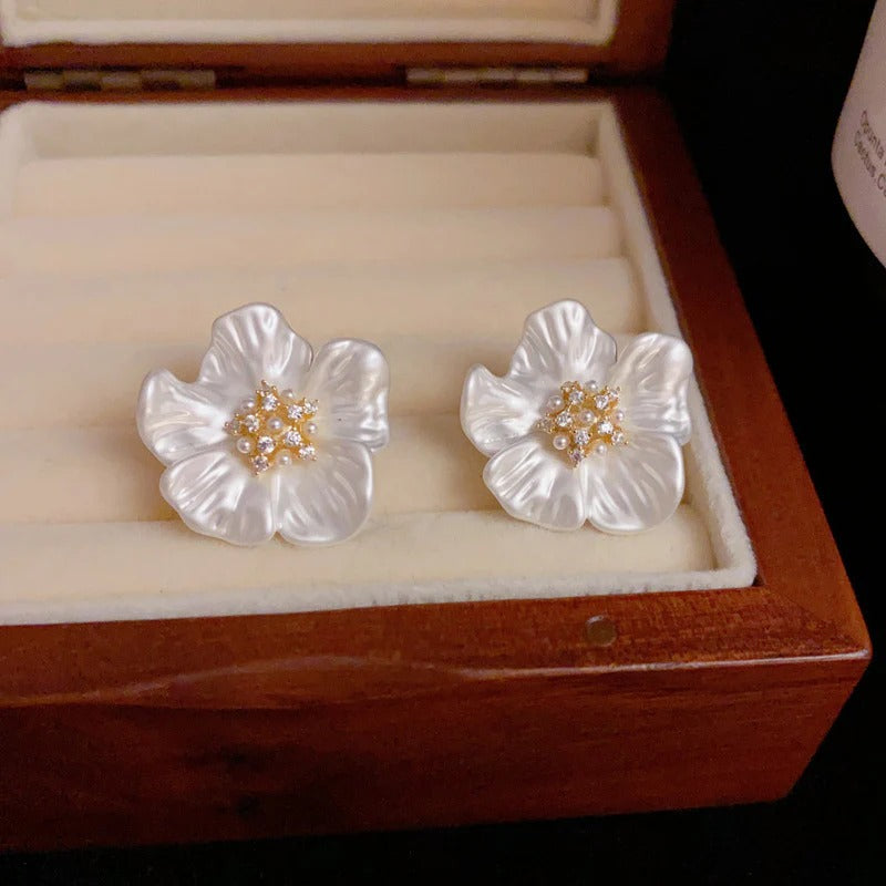 Boucles d'oreilles Blossom White Pearl