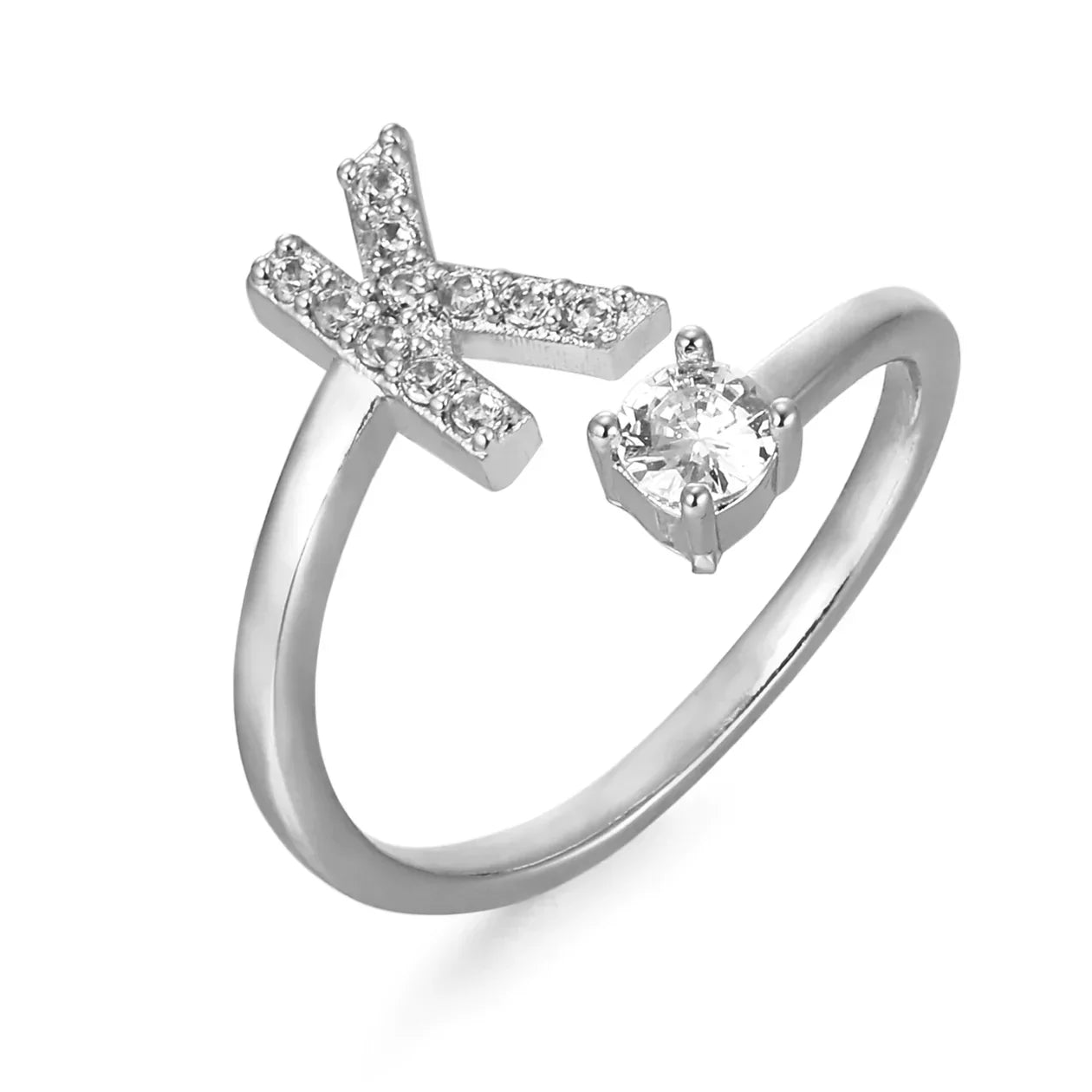 Bague en zirconium avec lettres