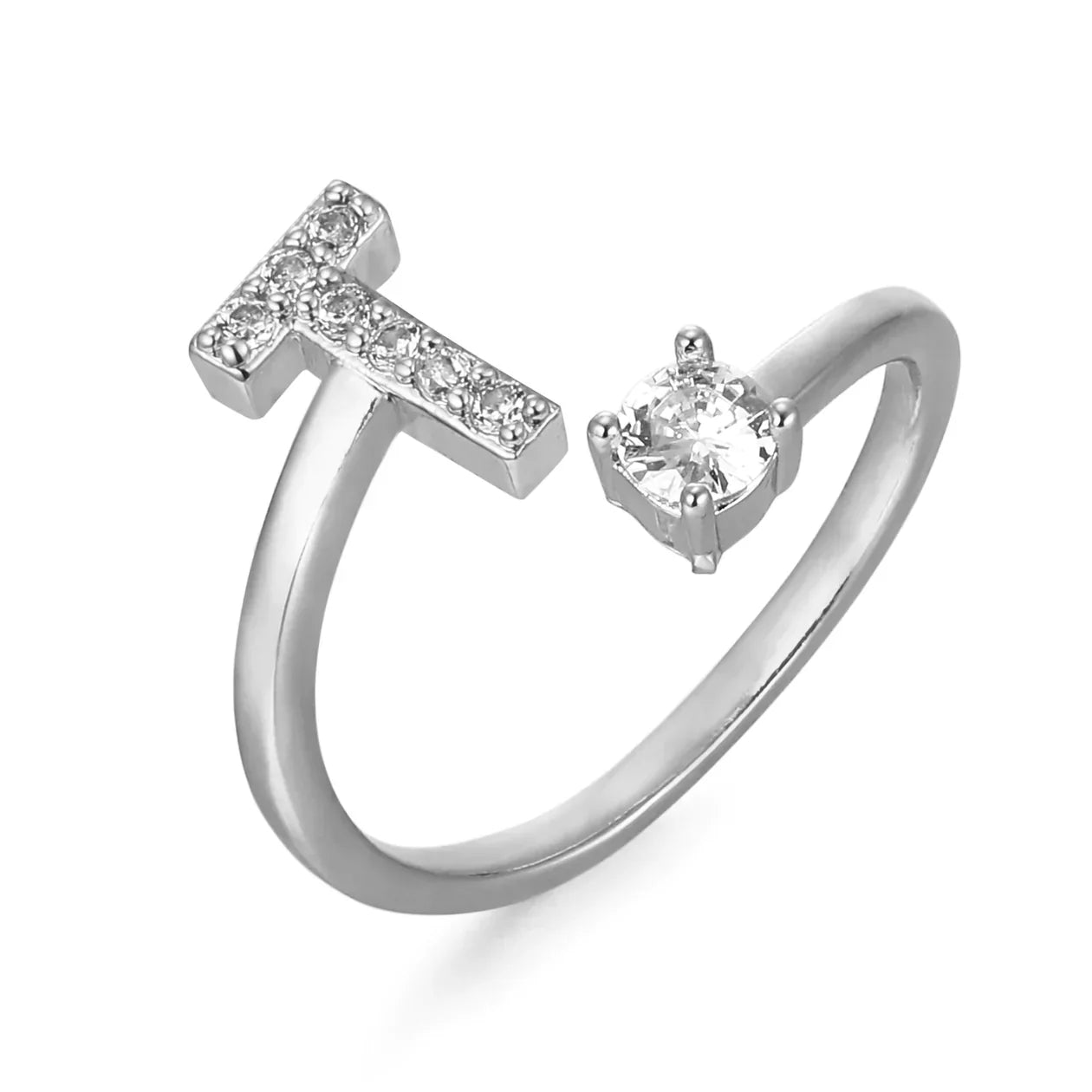 Bague en zirconium avec lettres