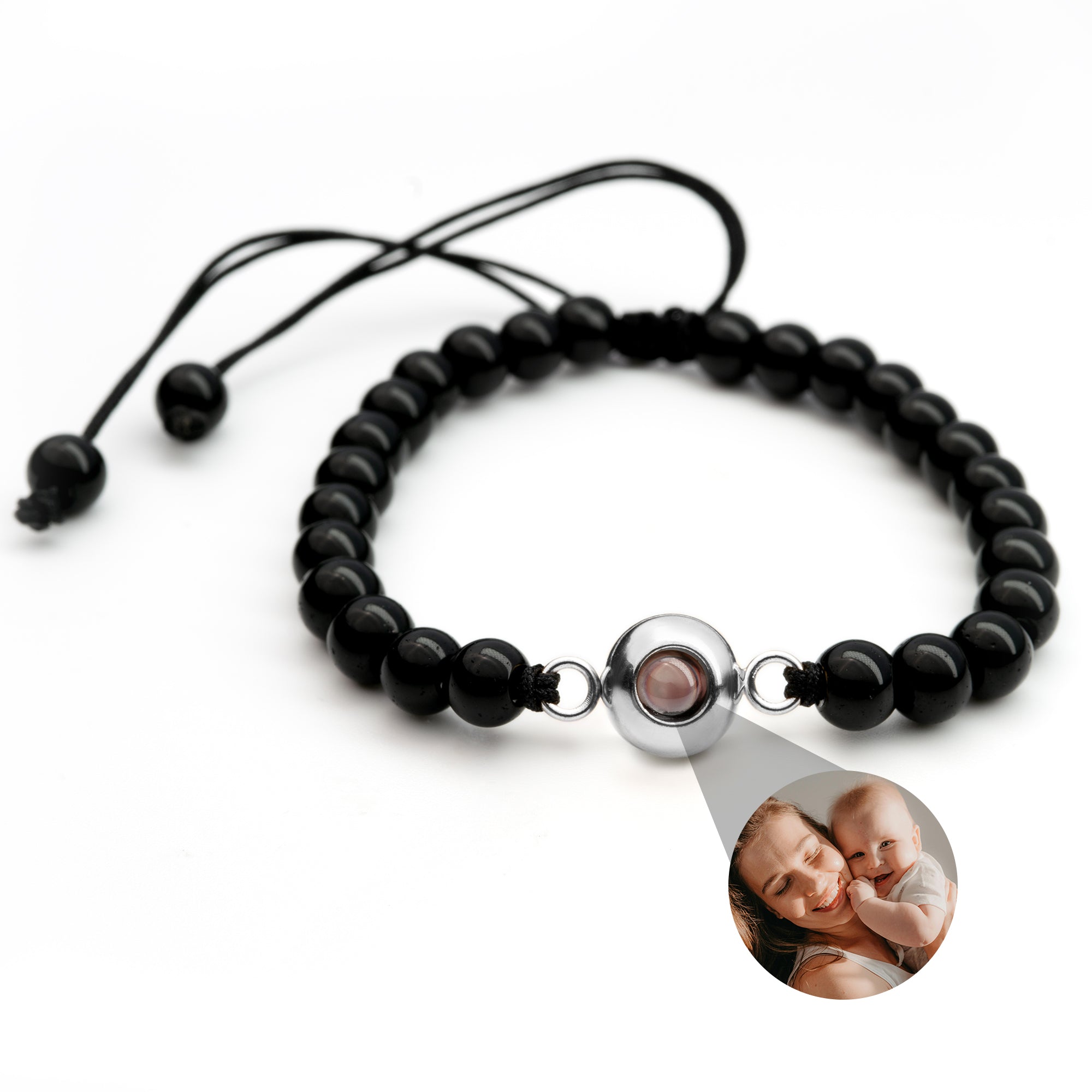 Gepersonaliseerde fotoarmband met jouw foto - Parelketting