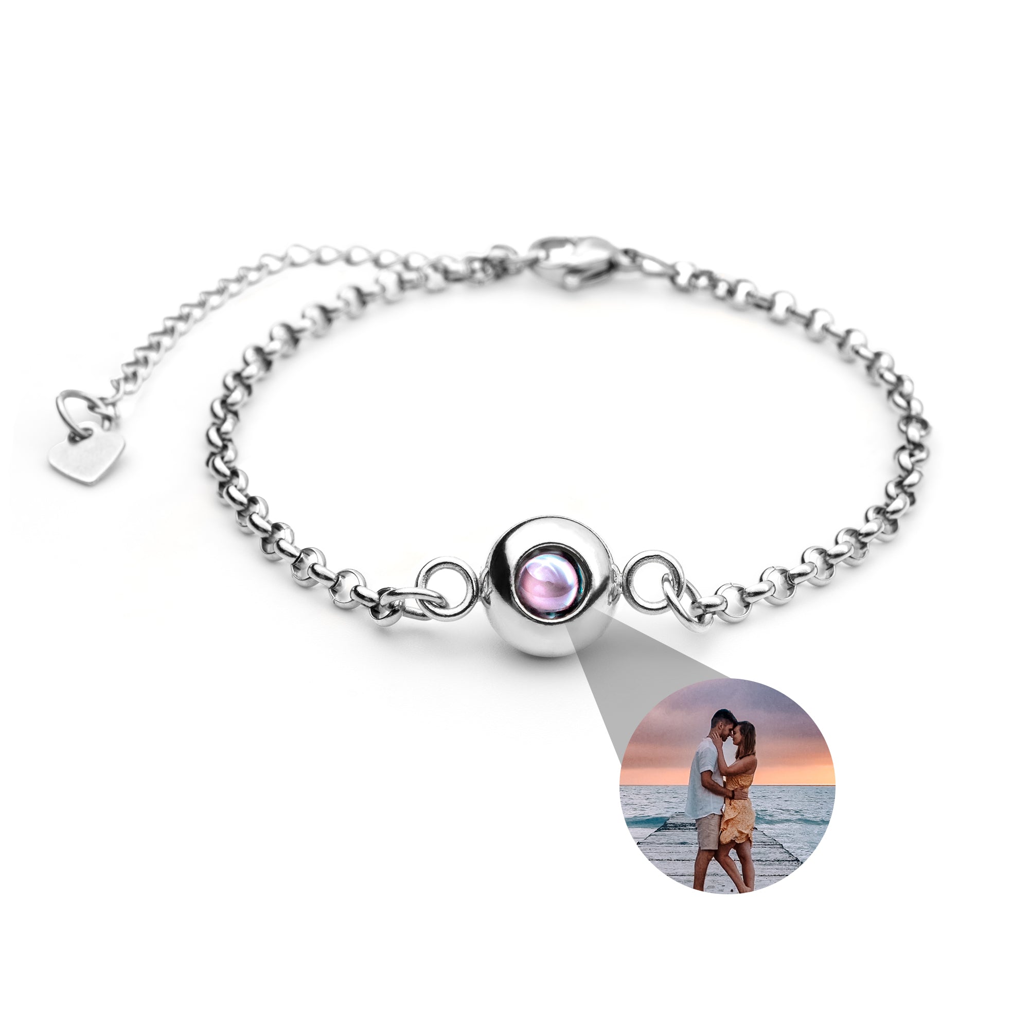 Bracelet photo personnalisé avec ta photo - Chaîne Rolo