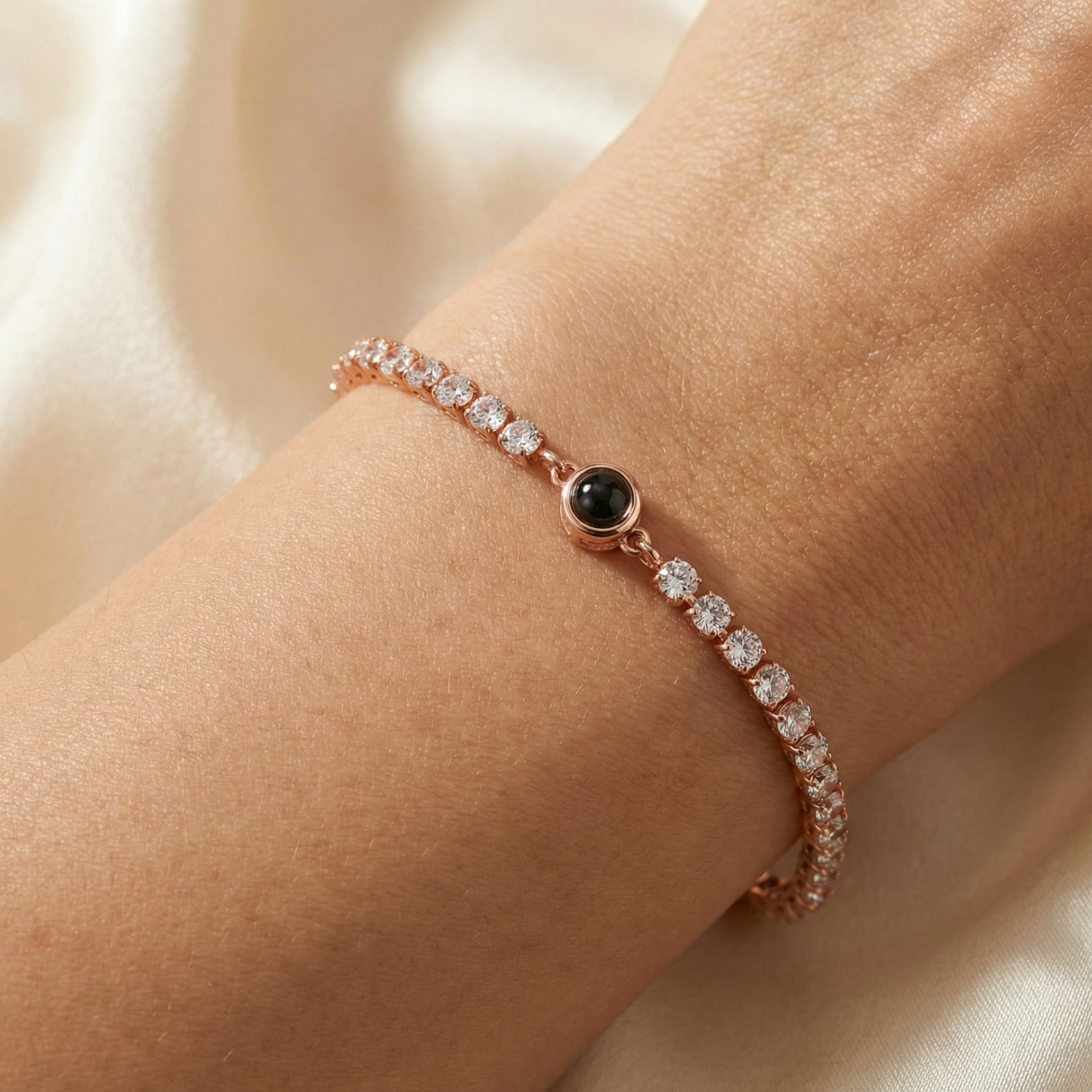 Bracelet photo personnalisé avec votre photo - Tennis Zirconia
