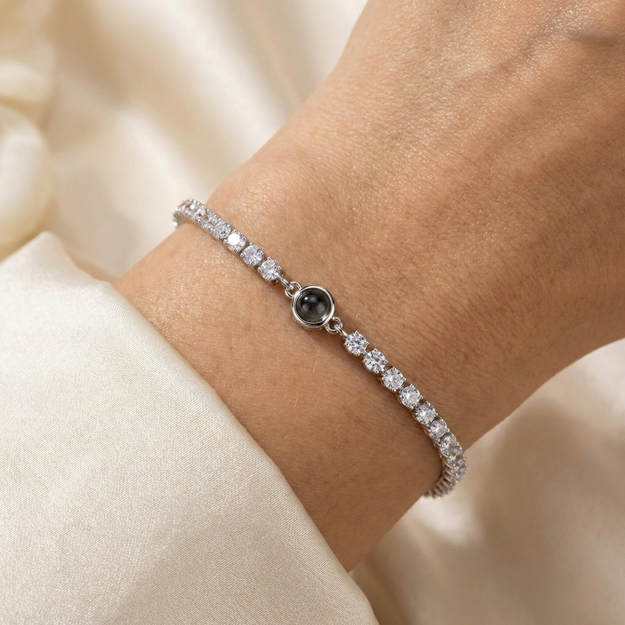 Bracelet photo personnalisé avec votre photo - Tennis Zirconia