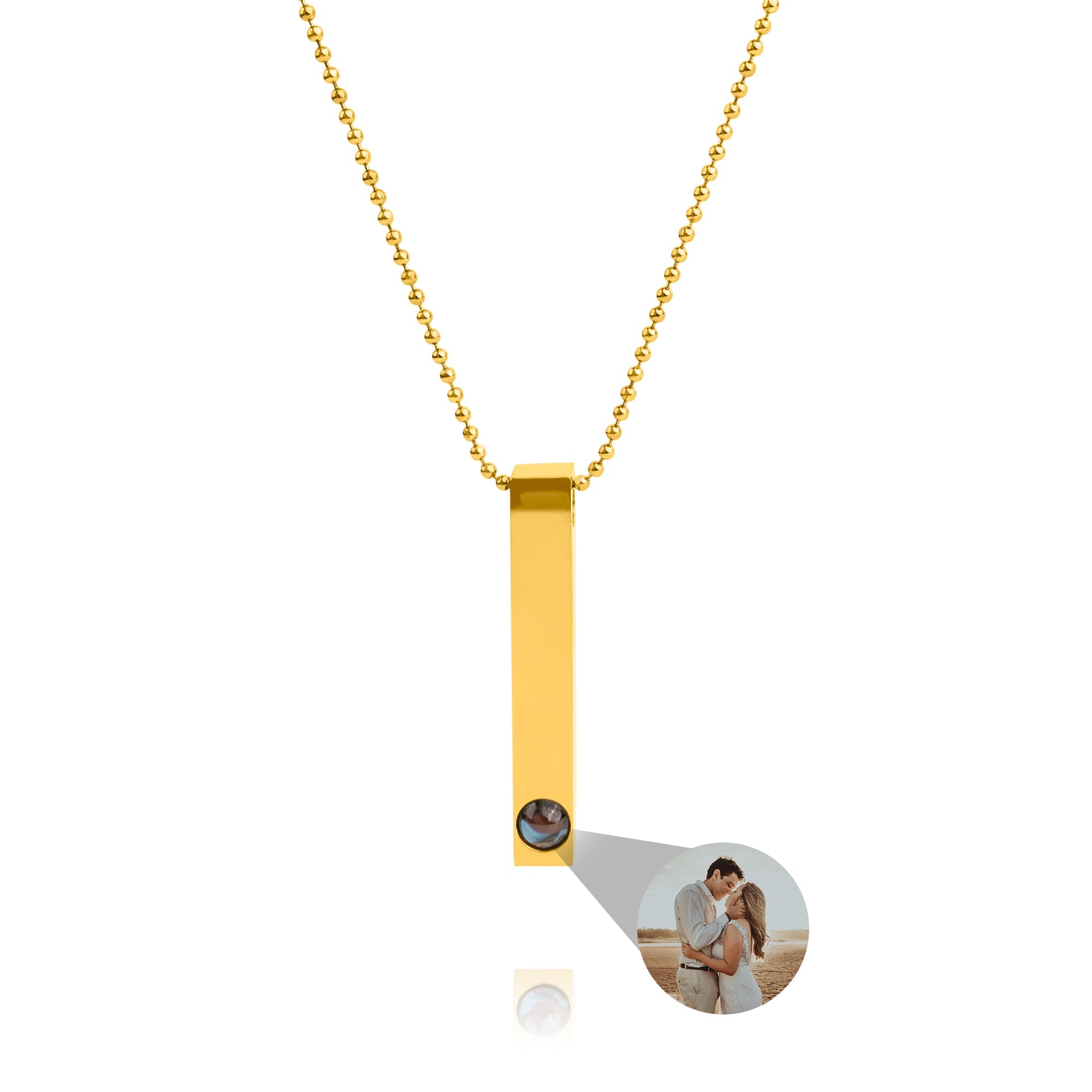 Collier photo personnalisé avec votre propre photo - Barre Chaîne Boules
