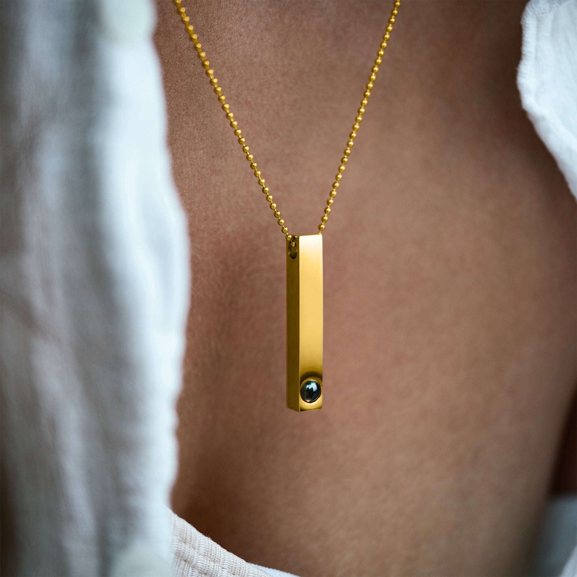 Collier photo personnalisé avec votre propre photo - Barre Chaîne Boules