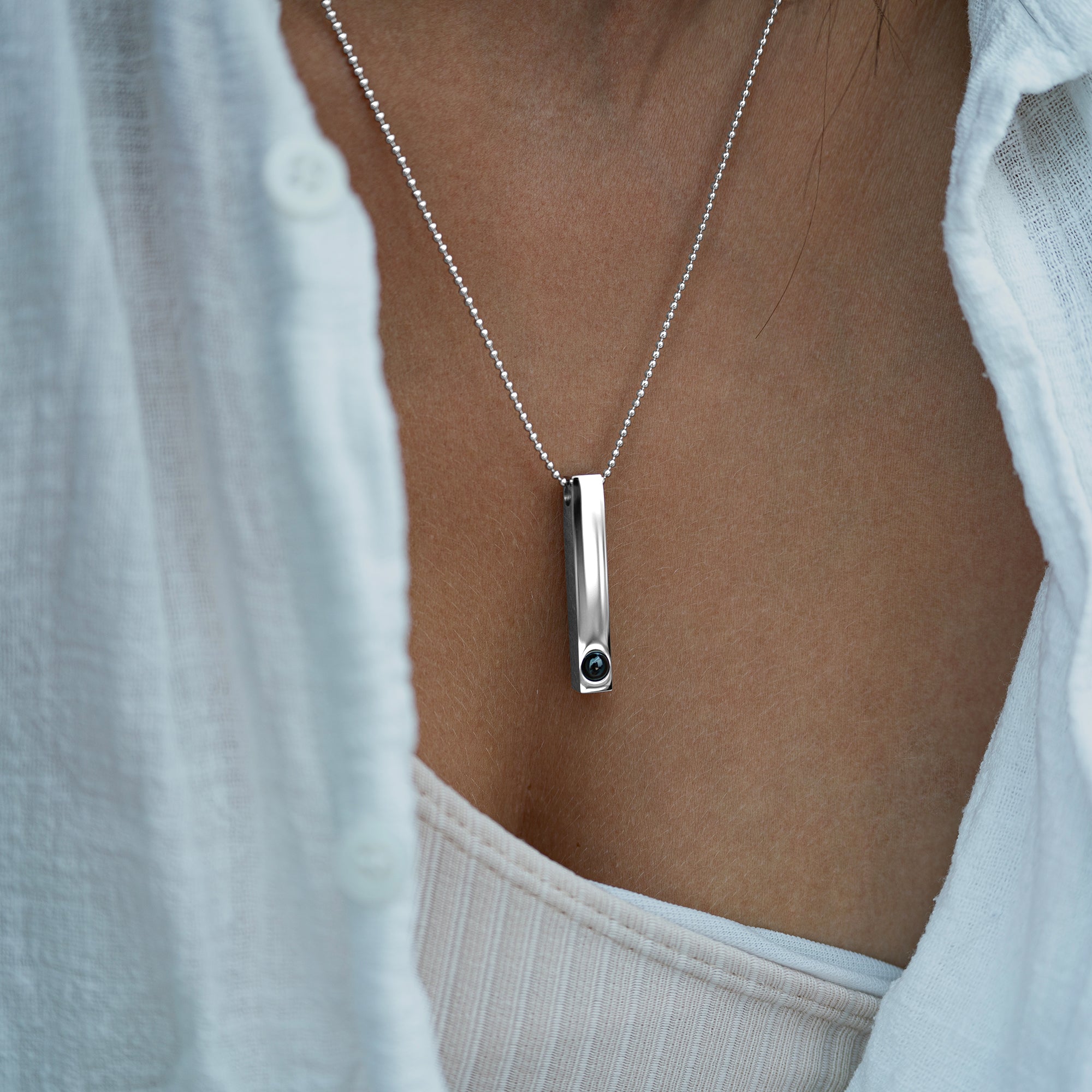 Collier photo personnalisé avec votre propre photo - Barre Chaîne Boules