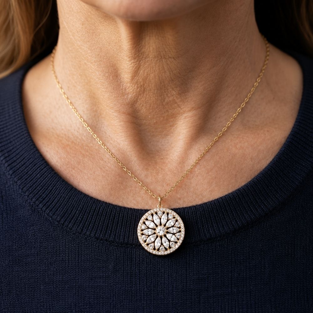 Collier Luxueux Tournesol Zirconium