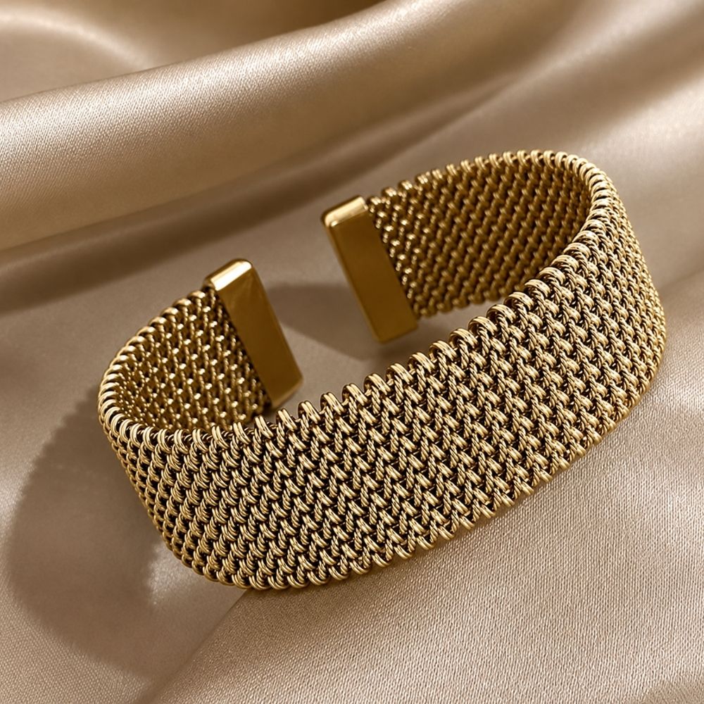 Bracelet classique ouvert en maille tressée vintage