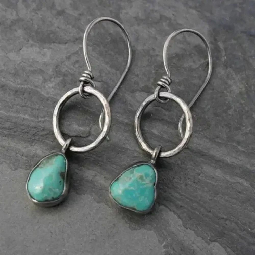 Boucles d'oreilles en pierre turquoise et argent vintage