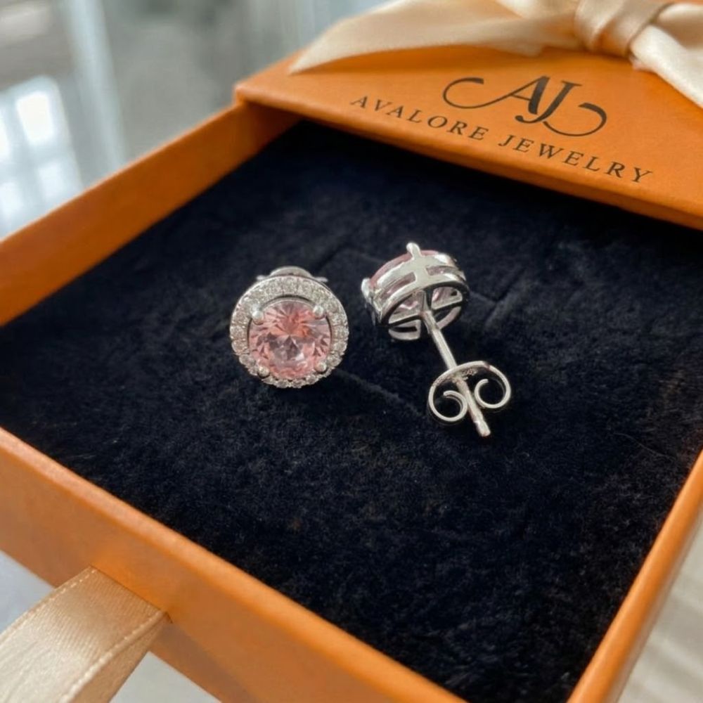 Pink Round Pave Studs