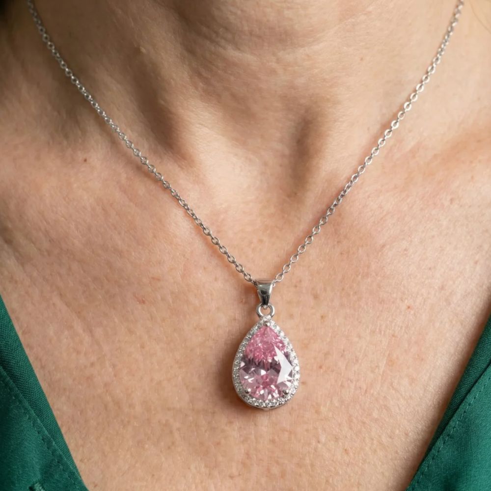 Collier larme rose