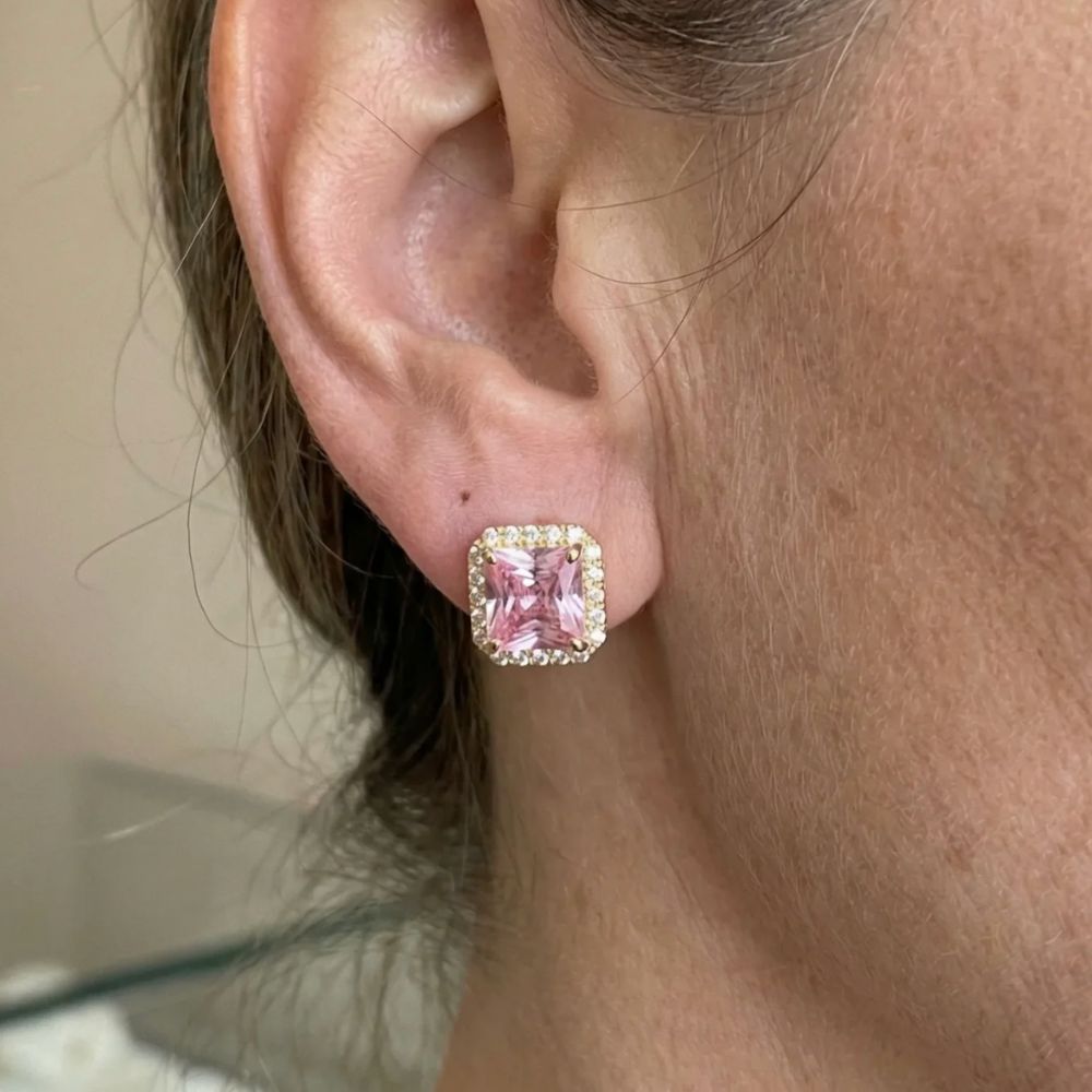 Pink Sapphire Pave Studs