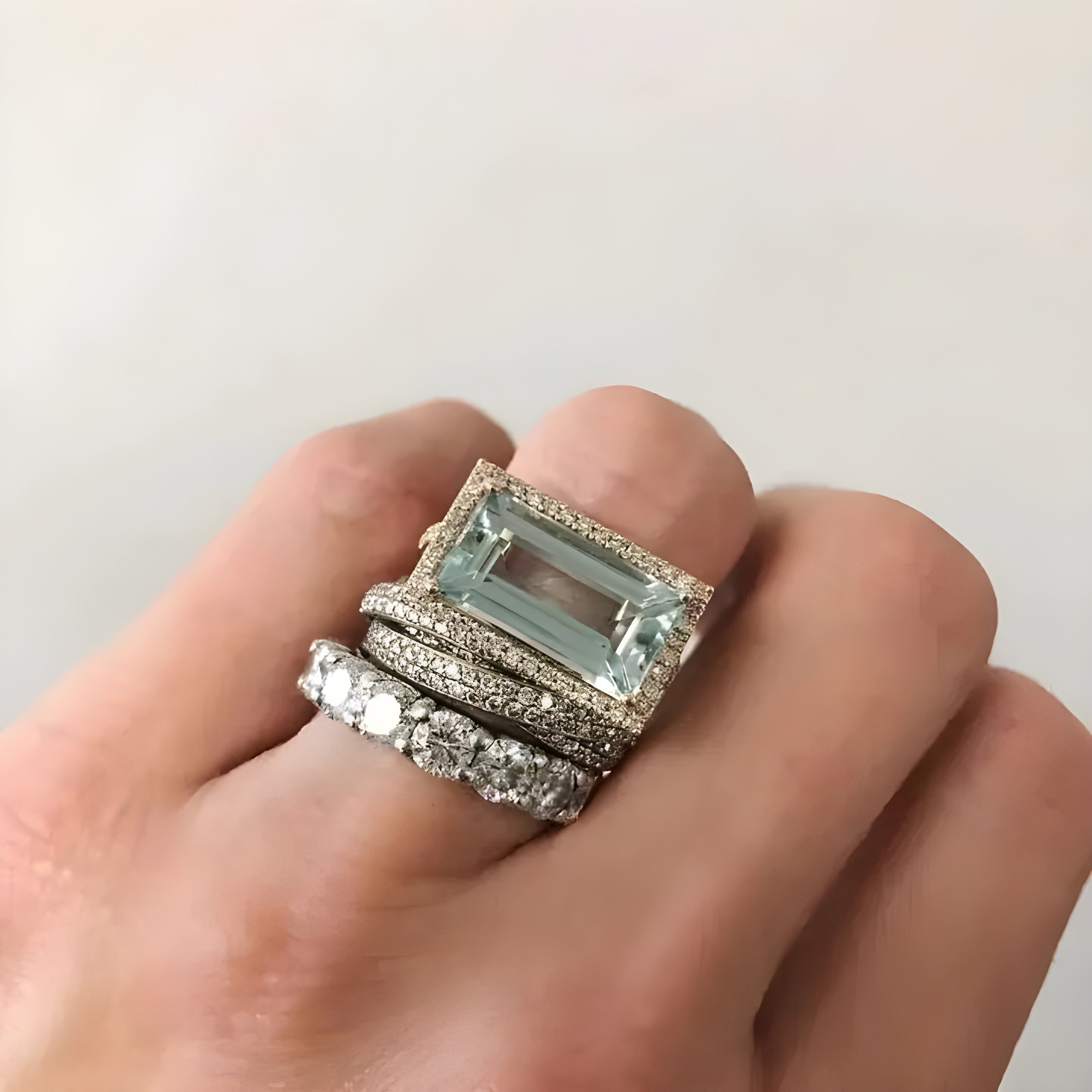 Bague Vintage en Argent sertie de Verre Turquoise