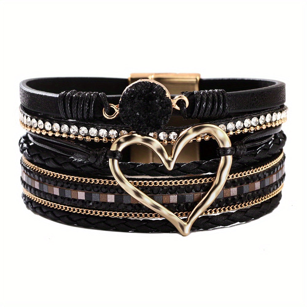 Bracelet en cuir multicouche bohème