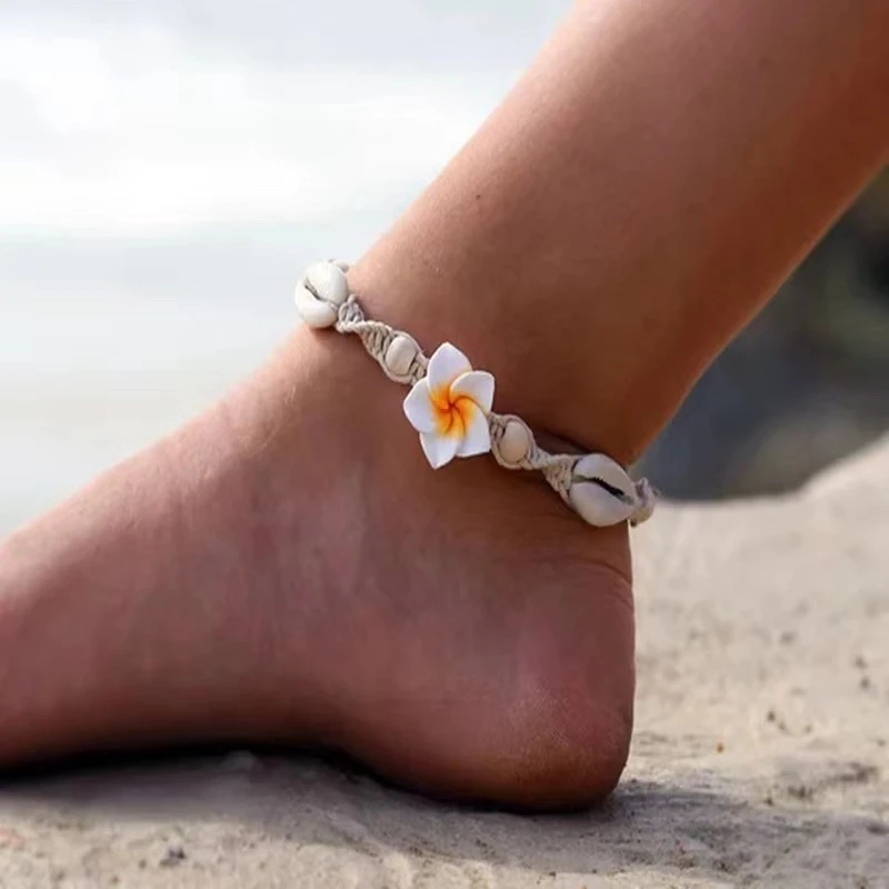 Bracelet de cheville Fleur Blanche Vintage