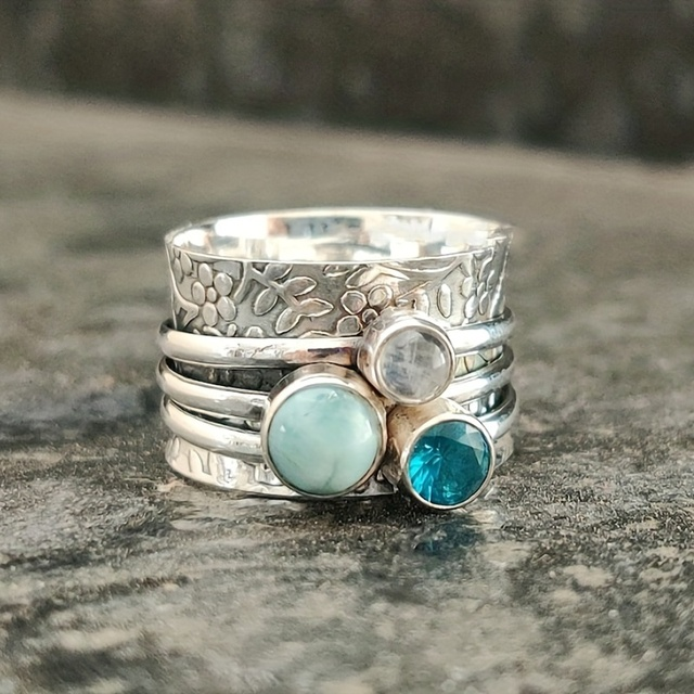 Bague vintage en pierre naturelle bleue