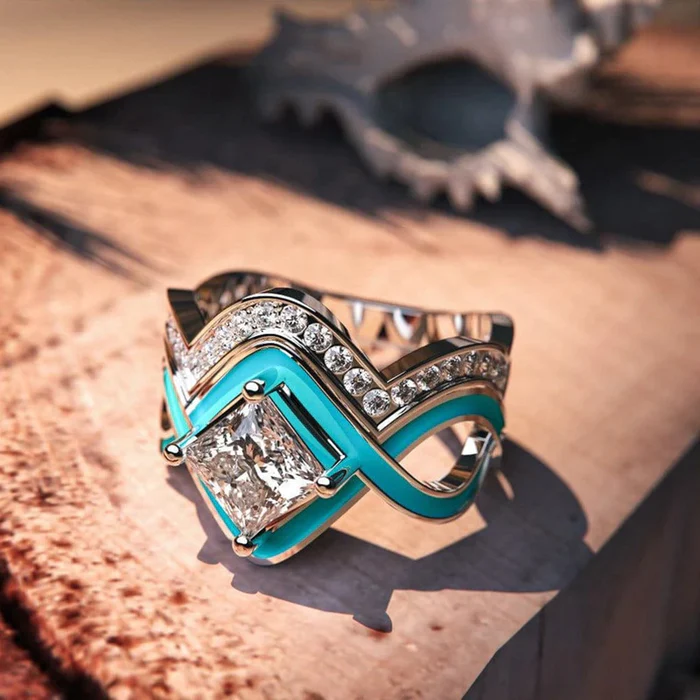 Bague Vintage en Zirconium Turquoise