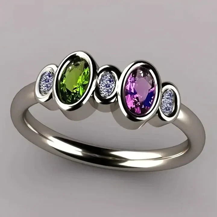 Bague Vintage Incrustée Olive Violette
