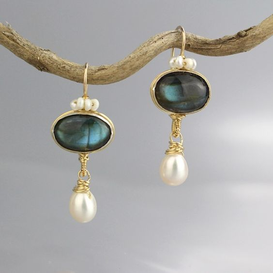 Boucles d'oreilles vintage en perles de cristal bleu