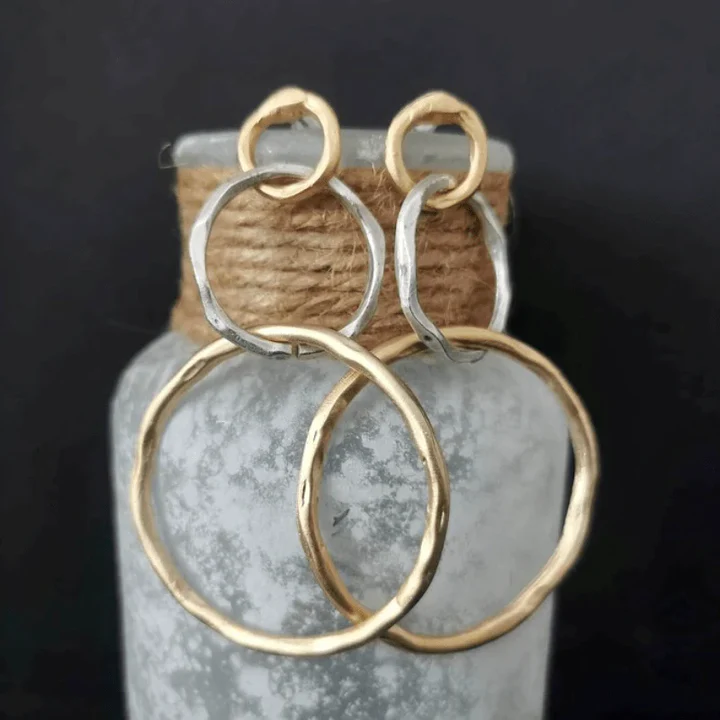 Boucles d'oreilles créoles vintage or et argent