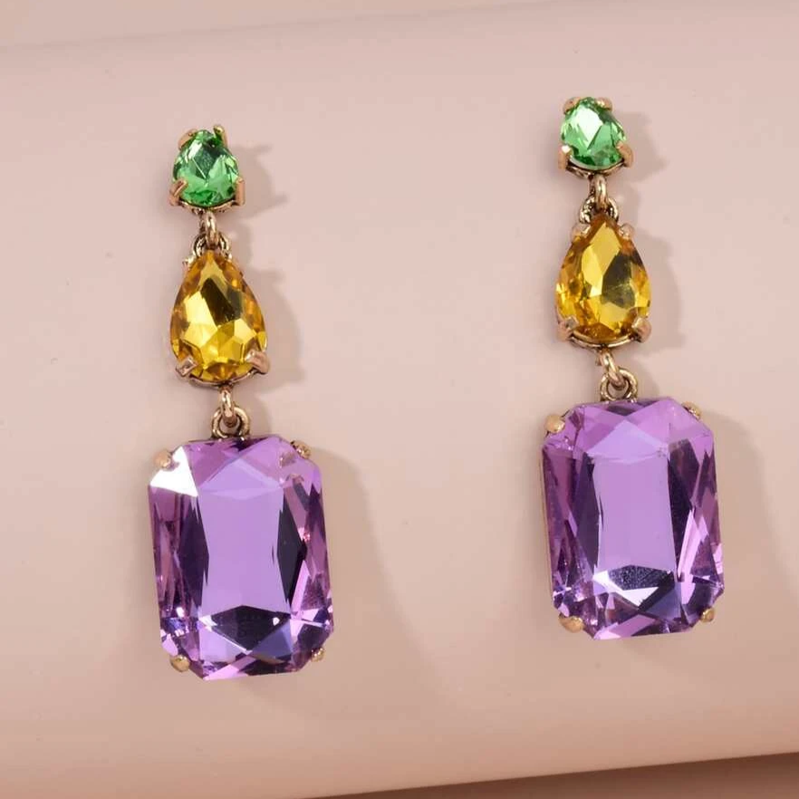 Boucles d'oreilles vintage en zircone violette