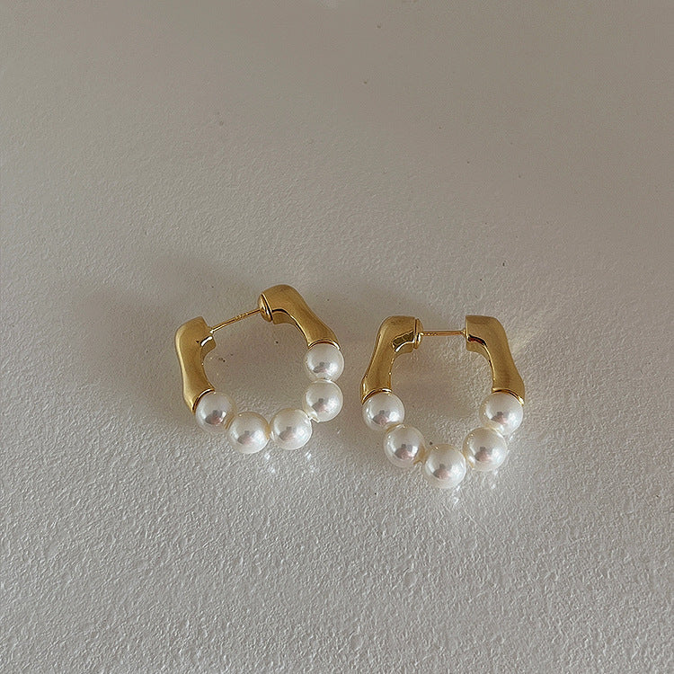 Boucles d'oreilles élégantes Perle & Or