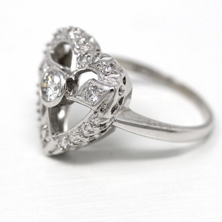 Bague Cœur Éclatant Vintage en Argent