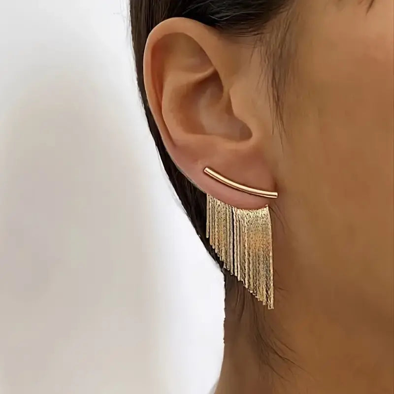 Boucles d'oreilles vintage dorées à pampilles