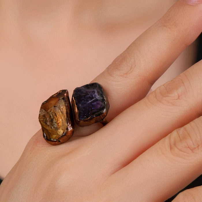 Bague vintage en pierre naturelle incrustée